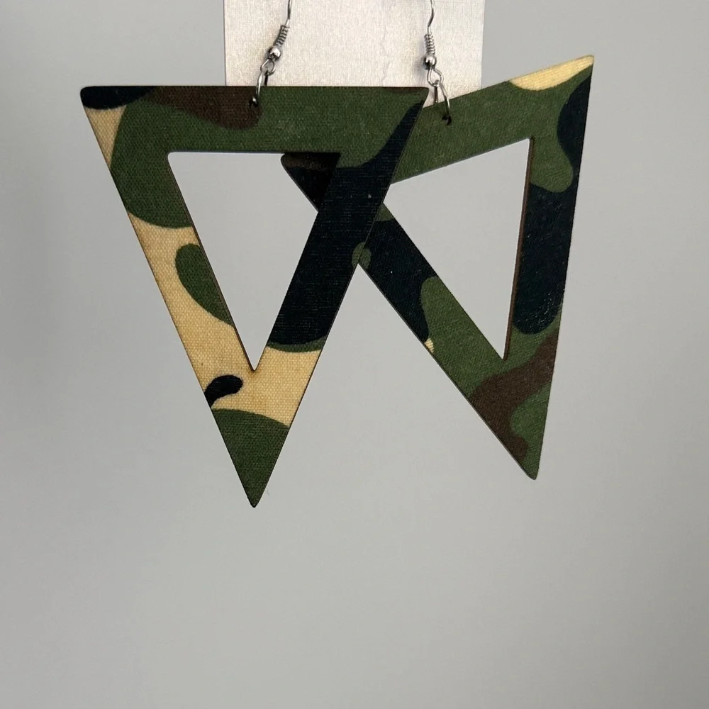 Geometric Camouflage Drop Earrings